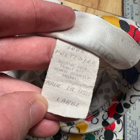 VINTAGE 90s Geometric Bowling Shirt Womens Large Peter Pan Collar Kidcore - Picture 8 of 8